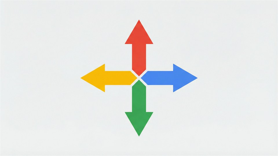 Vier Pfeile illustrieren das Gleichgewicht zwischen den 4 Ecken in einem Horoskop
