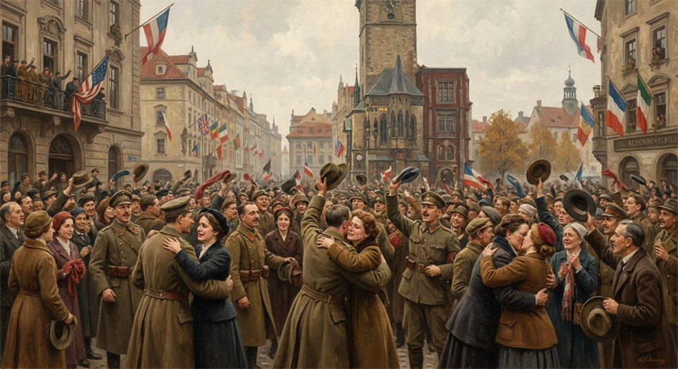 Fejring ved våbenstilstanden i 1918