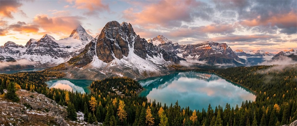 Majestätische kanadische Landschaft mit Bergen und Wald