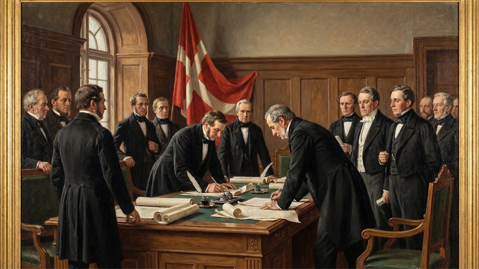 Underskrivelsen af Danmarks grundlov i 1849