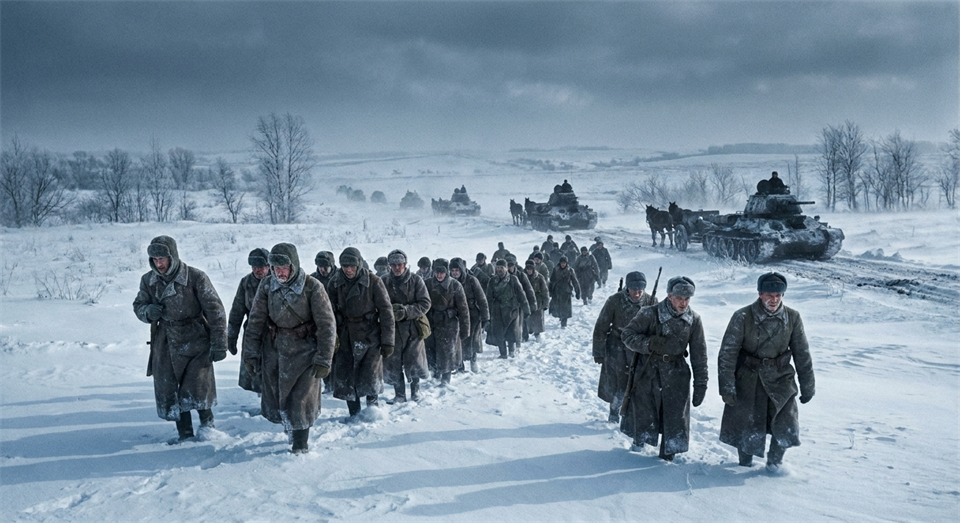 Soldater på østfronten i vinterlandskab