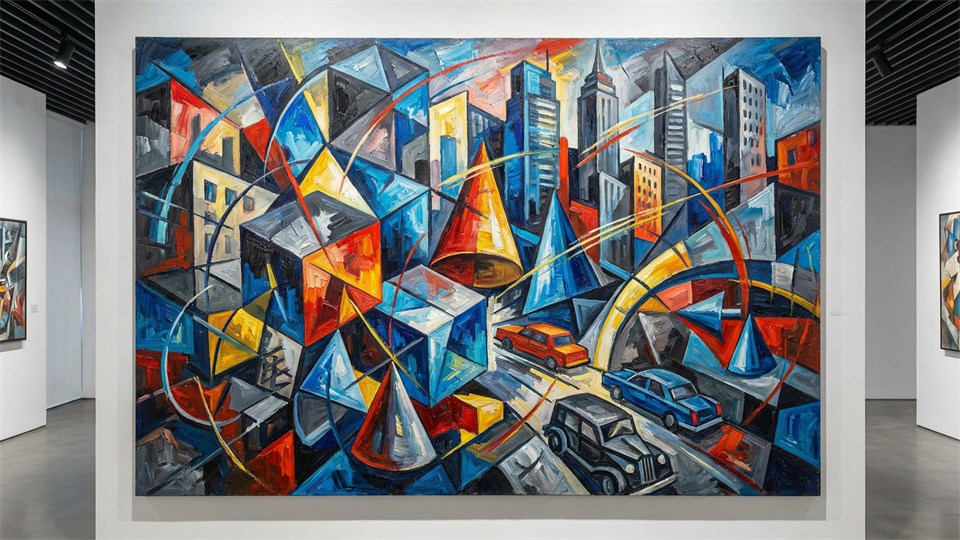 Peinture moderne inspirée par le cubisme et le futurisme