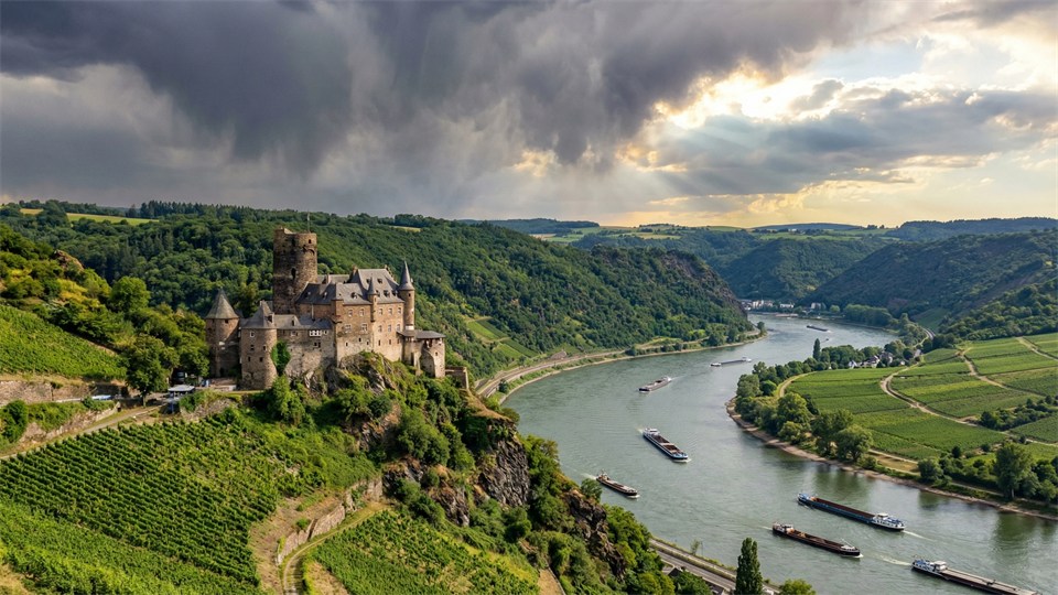 A medieval castle on the Rhine in Germany