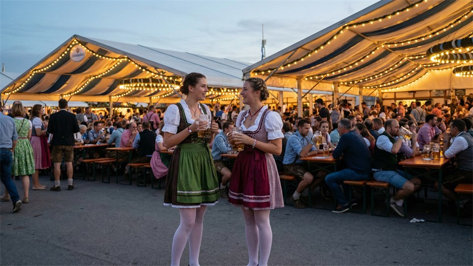 People in traditional costumes at Oktoberfest in Munich