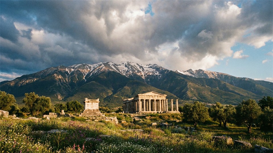Der majestätische Olymp unter dramatischem Himmel