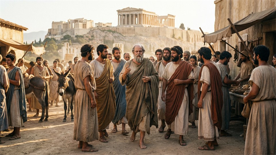 Socrate dans les rues d'Athènes