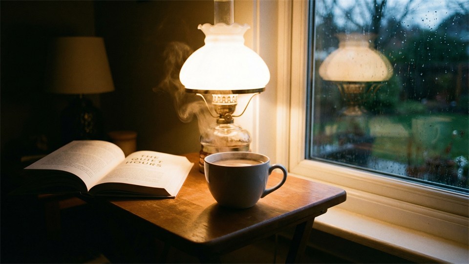 Taza de café descafeinado a la luz de la tarde, ideal para disfrutar tarde