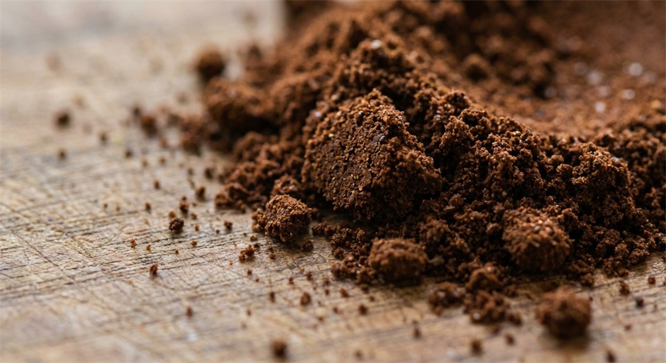 Primer plano de café recién molido y fino para espresso