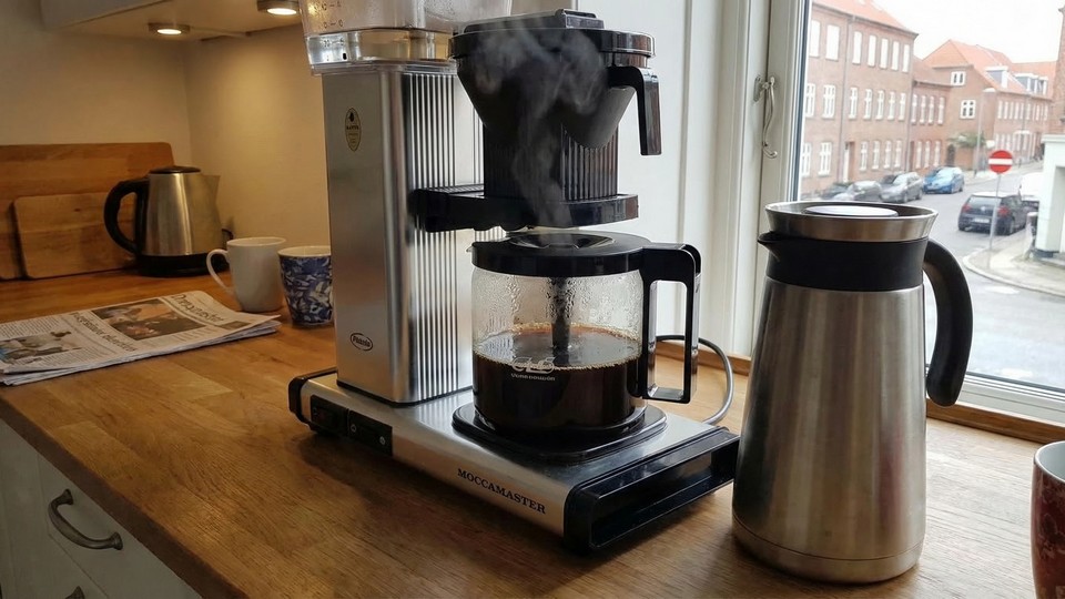 Cafetière sur plaque chauffante et carafe isotherme