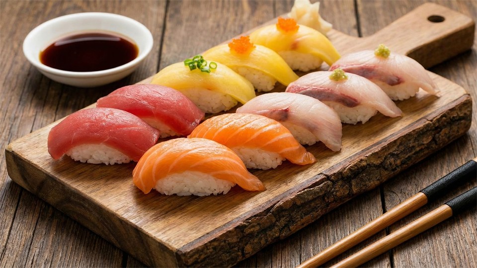Sushi Nigiri - risbolle med fisk