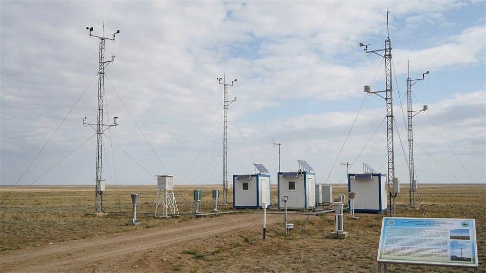 Weather observation station with measuring instruments and sensors