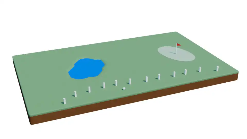 3D Visualisering af out of bounds område med hvide pæle
