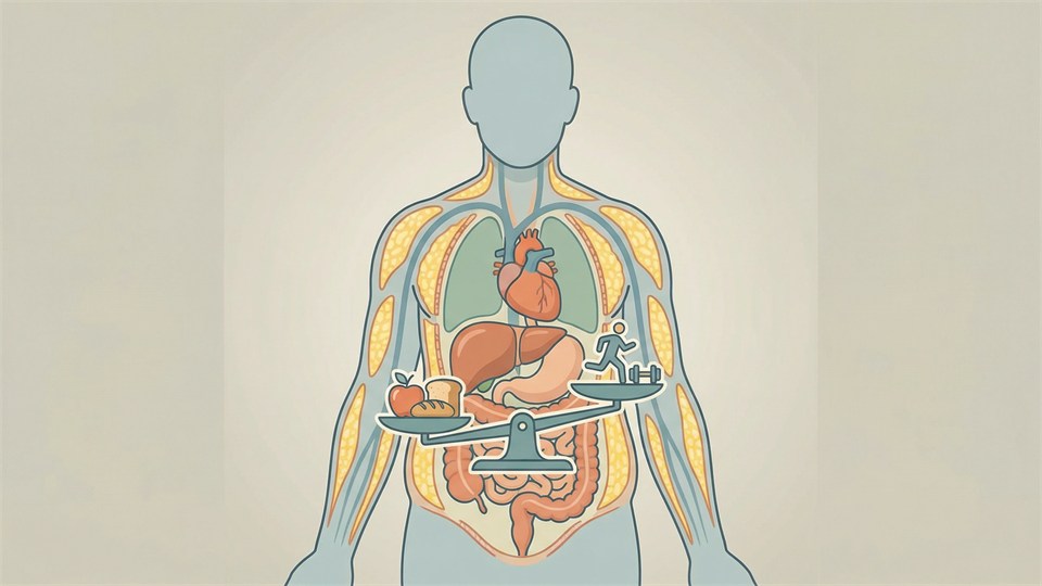Illustration of body fat and energy balance