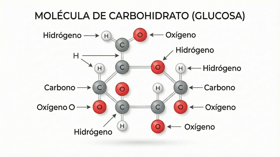 Ilustración de una molécula de carbohidrato