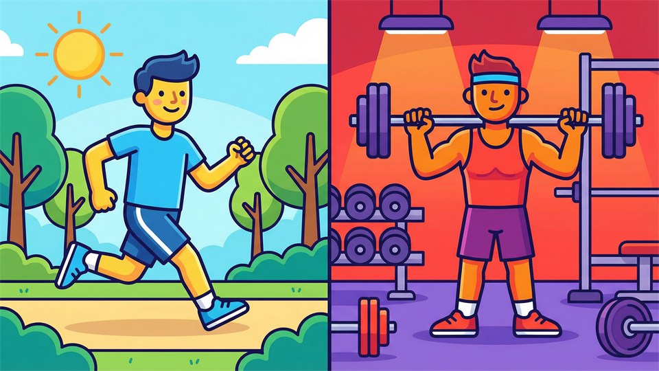 Illustration de la perte de poids avec la course à pied et la musculation