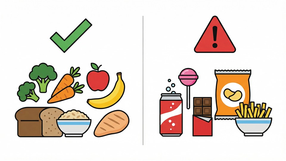 Comparaison entre calories saines et calories vides