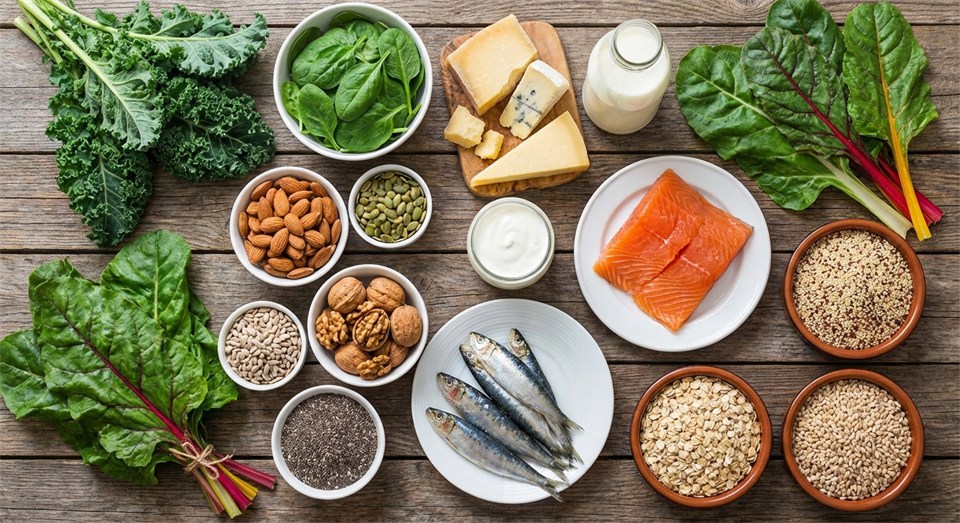 Verschiedene Lebensmittel, die reich an Mineralien sind