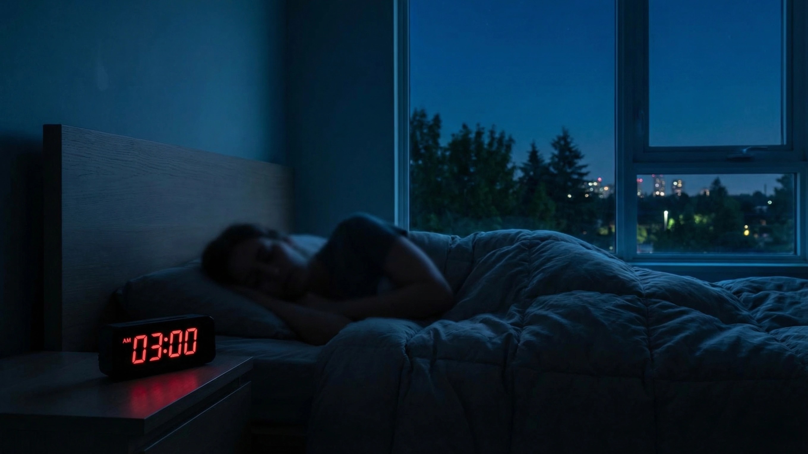 En person der sover fredfyldt i en seng