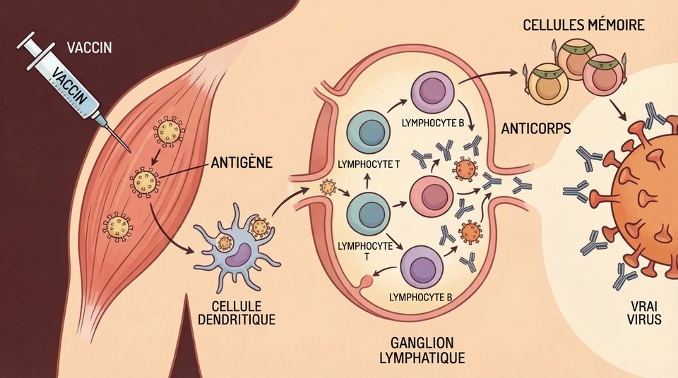Illustration de la réponse immunitaire à un vaccin
