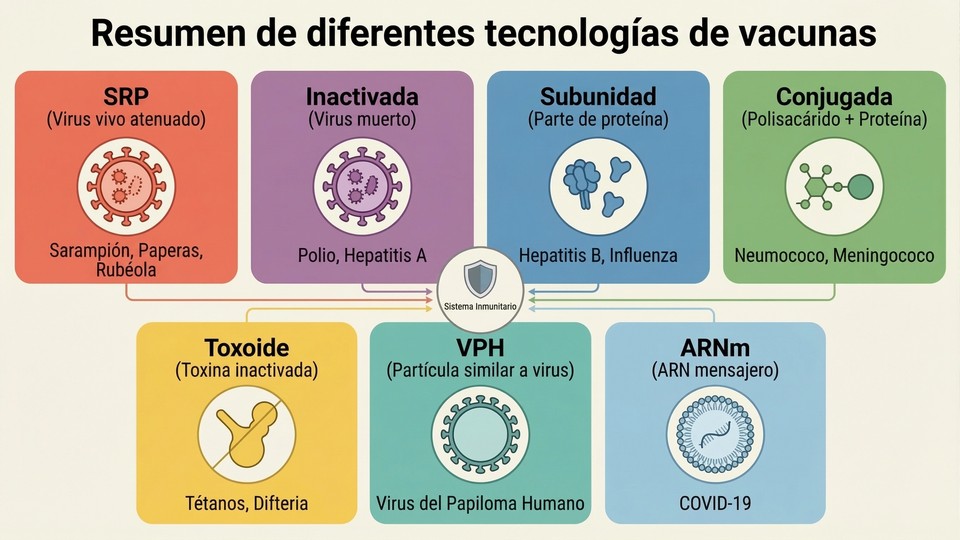 Resumen de diferentes tecnologías de vacunas