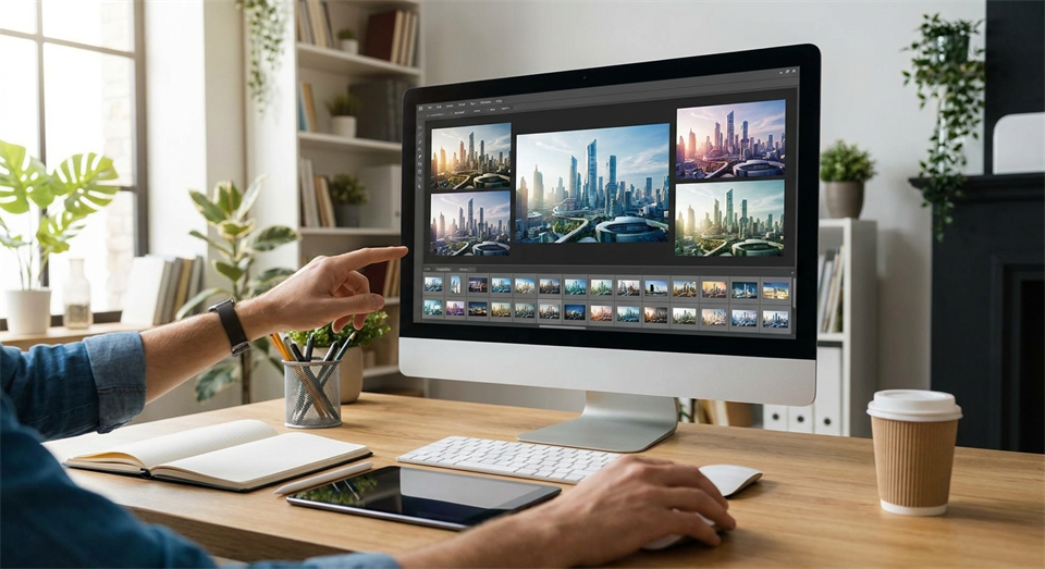 Illustration af input, AI-behandling og output i et workflow