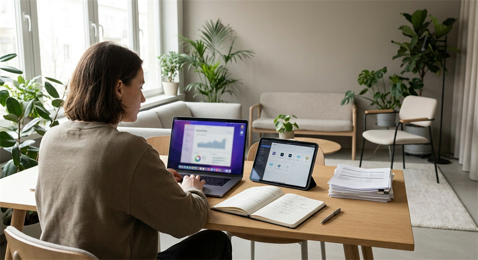 Student or employee using AI for notes and planning