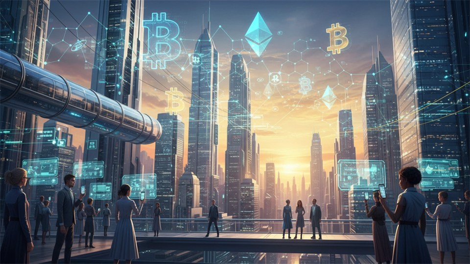 Illustration af digital valuta i fremtidens økonomi