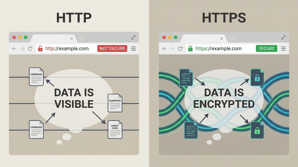Lille hængelås i browseren som tegn på HTTPS og sikker forbindelse