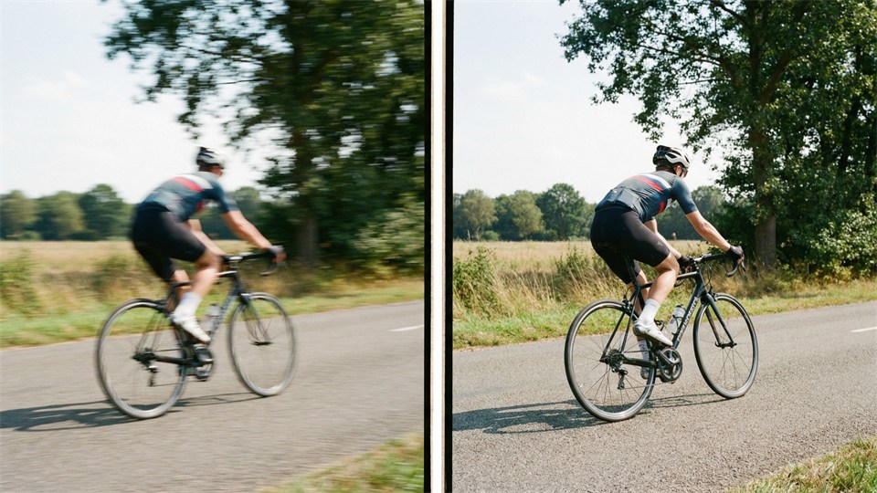 Comparison of images with and without motion blur