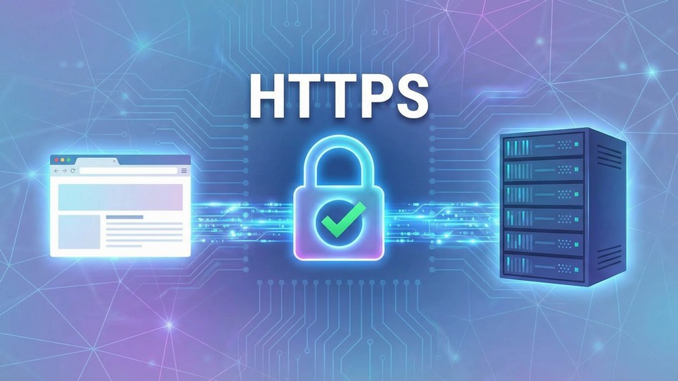 Browser med hængelås-ikon for https