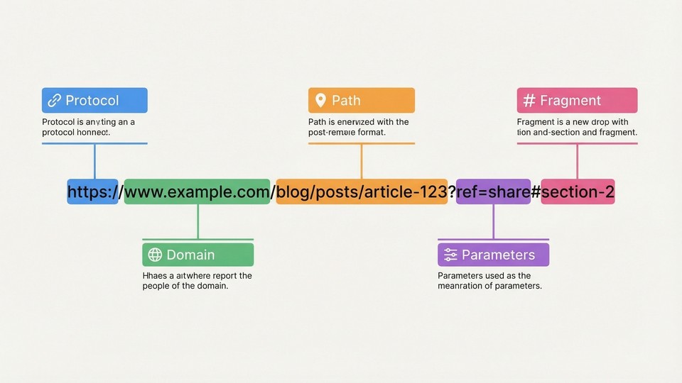 Grafisk visning af en URL opdelt i dele